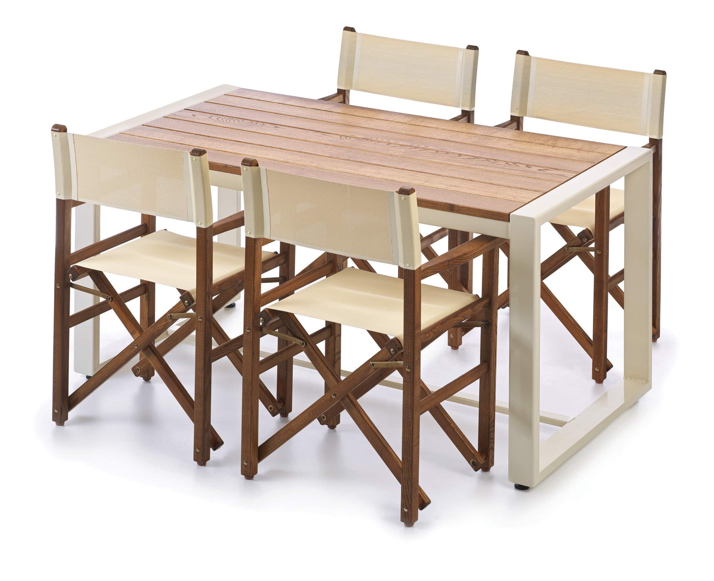 Libeccio - Tavolo legno alluminio con sedie regista